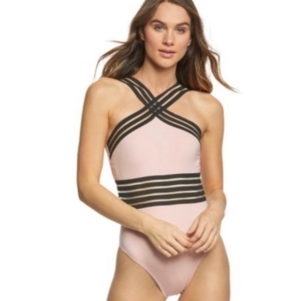 Kenneth Cole New York Stompin In My Stilettos One Piece Pink Swimsuit Sz Large